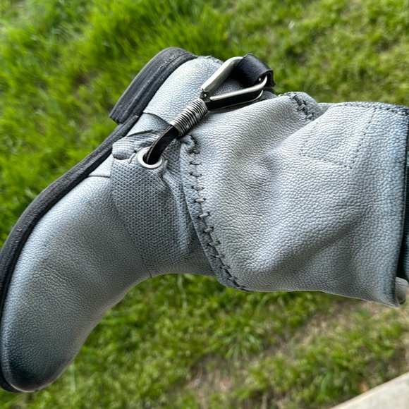 A.S.98 Blue Moto booties patchwork detail with harness EU 38 - Picture 9 of 10